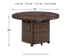 Paradise Trail Medium Brown Outdoor Fire Pit Table & Chair Set / 5pc - Ornate Home