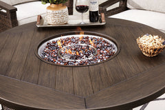 Paradise Trail Medium Brown Outdoor Fire Pit Table & Chair Set / 5pc - Ornate Home