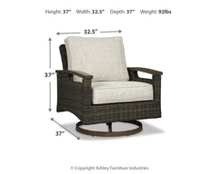 Paradise Trail Medium Brown Outdoor Fire Pit Table with 4 Lounge Chairs - Ornate Home