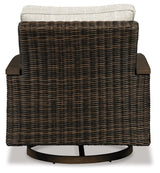 Paradise Trail Medium Brown Outdoor Loveseat & Fire Pit Table & 2 Lounge Chairs - Ornate Home