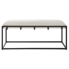 Paradox Black/White Iron & Fabric Bench - Ornate Home
