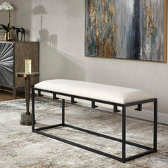 Paradox Black/White Iron & Fabric Bench - Ornate Home