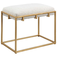 Paradox Gold/White Small Shearling Bench - Ornate Home