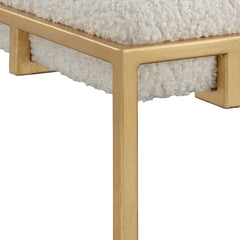 Paradox Gold/White Small Shearling Bench - Ornate Home