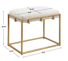 Paradox Gold/White Small Shearling Bench - Ornate Home