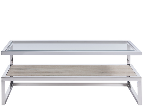 Paradox Stainless Steel/Clear Cocktail Table - Ornate Home