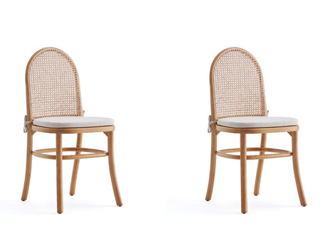Paragon Dining Chair 1.0 with Cream Cushions in Nature and Cane (set of 2) - Ornate Home