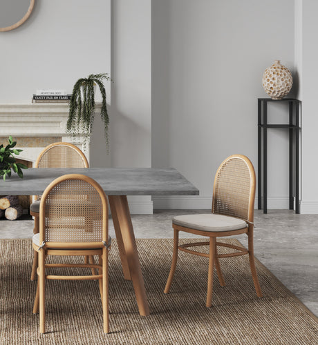 Paragon Dining Chair 1.0 with Cream Cushions in Nature and Cane (set of 2) - Ornate Home