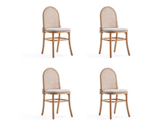 Paragon Dining Chair 1.0 with Cream Cushions in Nature and Cane (set of 4) - Ornate Home