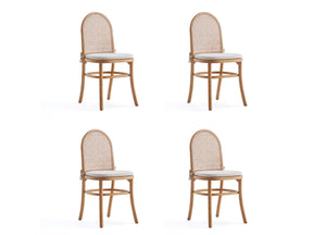 Paragon Dining Chair 1.0 with Cream Cushions in Nature and Cane (set of 4) - Ornate Home