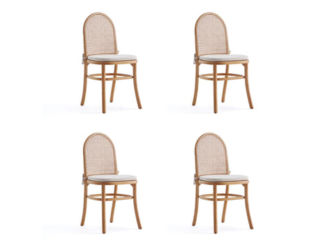Paragon Dining Chair 1.0 with Cream Cushions in Nature and Cane (set of 4) - Ornate Home