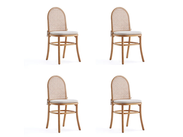 Paragon Dining Chair 1.0 with Cream Cushions in Nature and Cane (set of 4) - Ornate Home