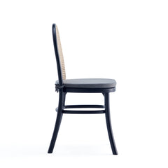 Paragon Dining Chair 1.0 with Grey Cushions in Black and Cane (set of 2) - Ornate Home