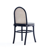 Paragon Dining Chair 1.0 with Grey Cushions in Black and Cane (set of 2) - Ornate Home