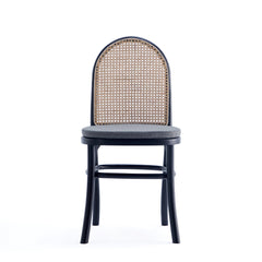 Paragon Dining Chair 1.0 with Grey Cushions in Black and Cane (set of 2) - Ornate Home
