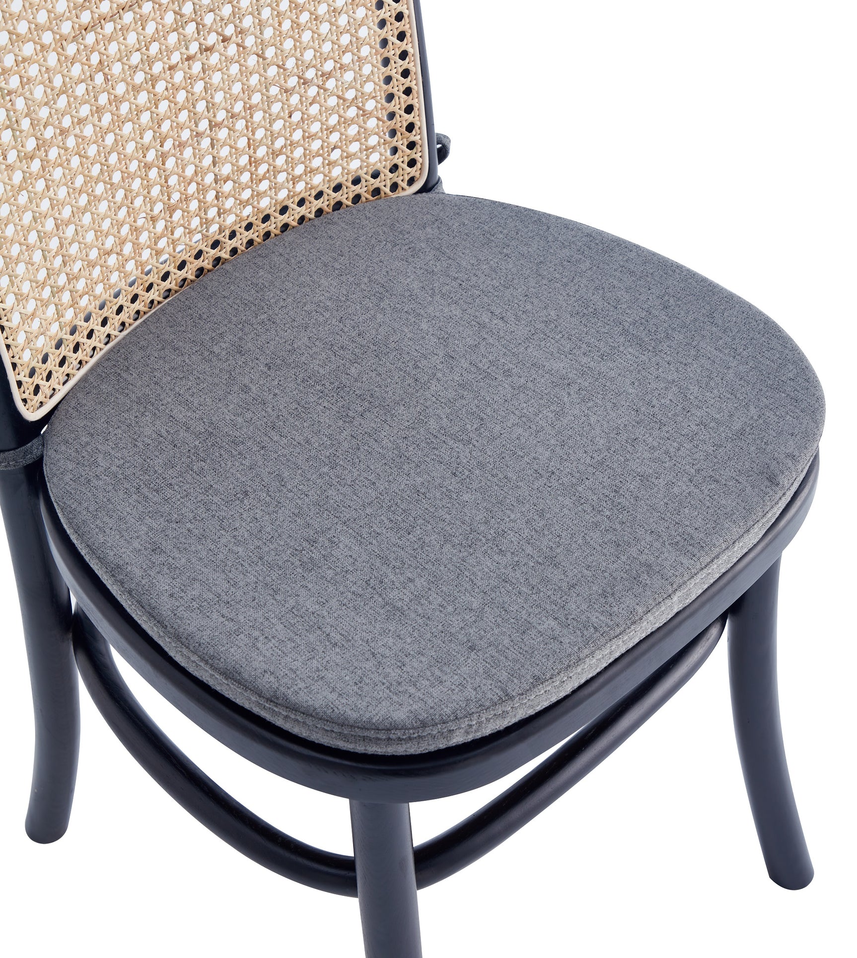 Paragon Dining Chair 1.0 with Grey Cushions in Black and Cane (set of 2) - Ornate Home