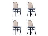 Paragon Dining Chair 1.0 with Grey Cushions in Black and Cane (set of 4) - Ornate Home