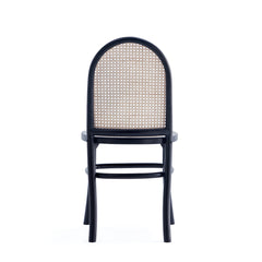 Paragon Dining Chair 1.0 with Grey Cushions in Black and Cane (set of 4) - Ornate Home