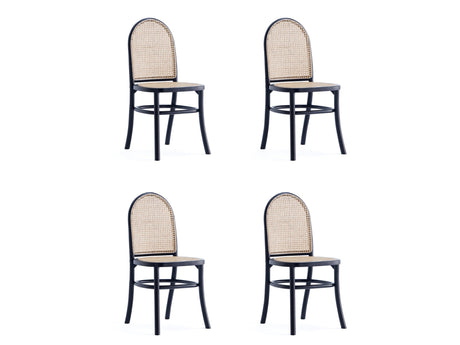 Paragon Dining Chair 2.0 in Black and Cane (set of 4) - Ornate Home