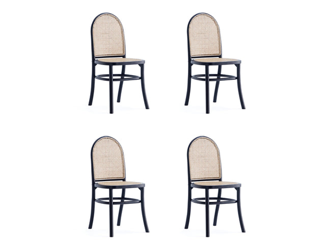 Paragon Dining Chair 2.0 in Black and Cane (set of 4) - Ornate Home