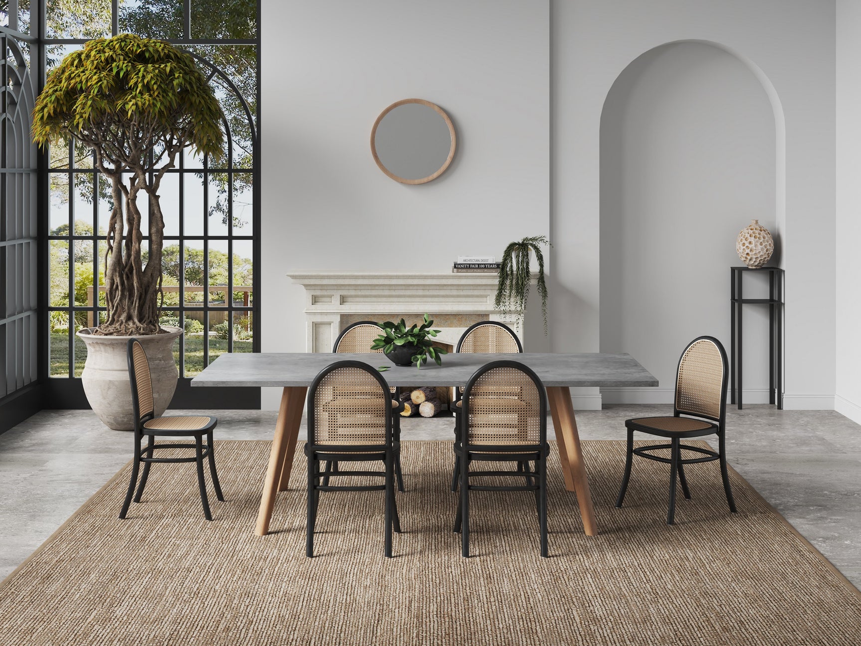 Paragon Dining Chair 2.0 in Black and Cane (set of 4) - Ornate Home