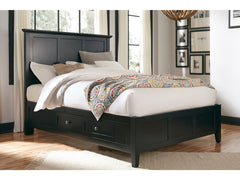 Paragon Four Drawer Wood Queen Storage Bed in Black - Ornate Home