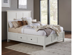 Paragon Four Drawer Wood Queen Storage Bed in White - Ornate Home
