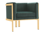 Paramount Accent Armchair in Forest Green and Polished Brass - Ornate Home