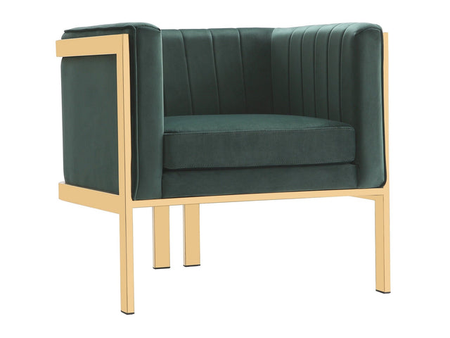 Paramount Accent Armchair in Forest Green and Polished Brass - Ornate Home