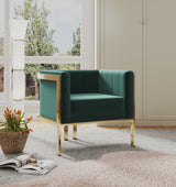 Paramount Accent Armchair in Forest Green and Polished Brass - Ornate Home
