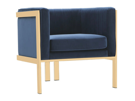 Paramount Accent Armchair in Royal Blue and Polished Brass - Ornate Home