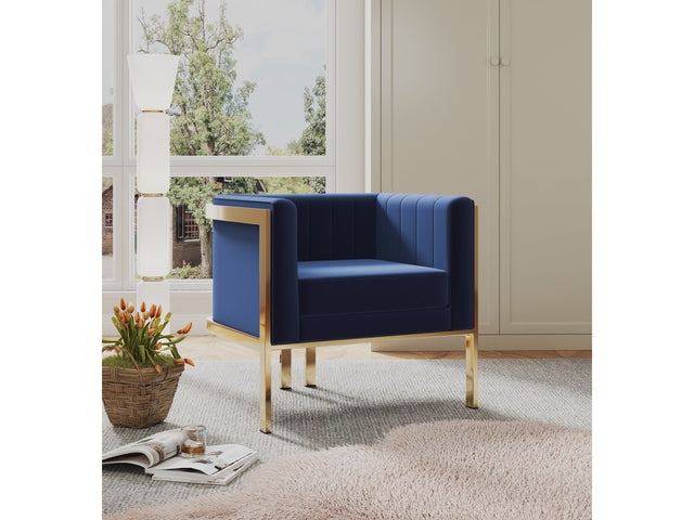 Paramount Accent Armchair in Royal Blue and Polished Brass (set of 2) - Ornate Home