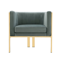 Paramount Accent Armchair in Warm Grey and Polished Brass - Ornate Home
