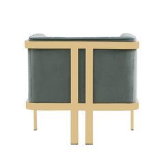 Paramount Accent Armchair in Warm Grey and Polished Brass - Ornate Home