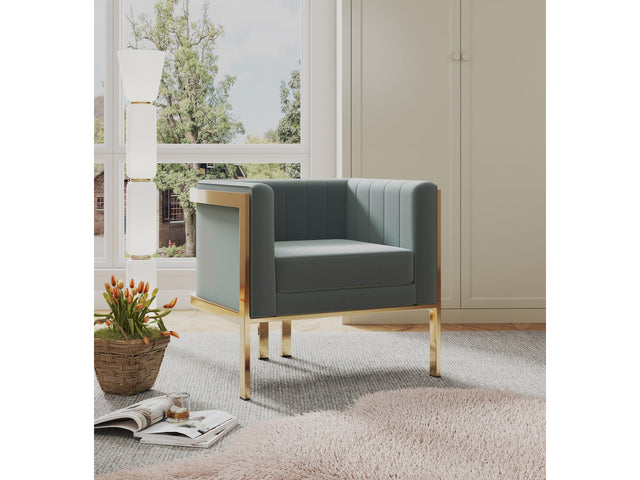 Paramount Accent Armchair in Warm Grey and Polished Brass (set of 2) - Ornate Home