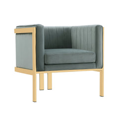 Paramount Accent Armchair in Warm Grey and Polished Brass (set of 2) - Ornate Home