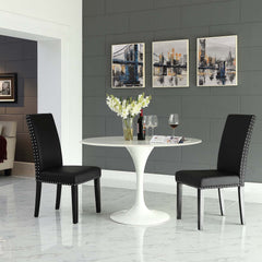 Parcel Black Vinyl Dining Side Chair (Set of 2) - Ornate Home