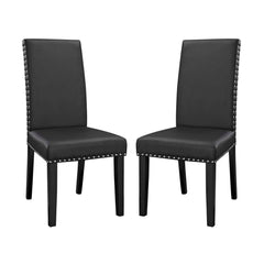 Parcel Black Vinyl Dining Side Chair (Set of 2) - Ornate Home