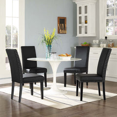 Parcel Black Vinyl Dining Side Chair (Set of 4) - Ornate Home