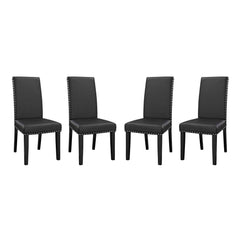 Parcel Black Vinyl Dining Side Chair (Set of 4) - Ornate Home