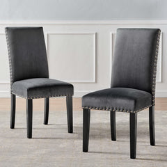 Parcel Charcoal Performance Velvet Dining Side Chairs (Set of 2) - Ornate Home