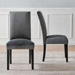 Parcel Charcoal Performance Velvet Dining Side Chairs (Set of 2) - Ornate Home