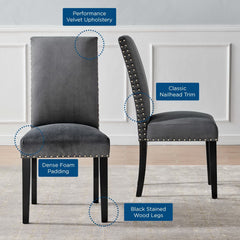 Parcel Charcoal Performance Velvet Dining Side Chairs (Set of 2) - Ornate Home