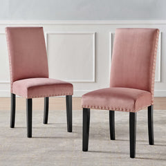 Parcel Dusty Rose Performance Velvet Dining Side Chairs (Set of 2) - Ornate Home