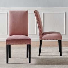 Parcel Dusty Rose Performance Velvet Dining Side Chairs (Set of 2) - Ornate Home