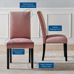 Parcel Dusty Rose Performance Velvet Dining Side Chairs (Set of 2) - Ornate Home