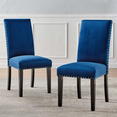 Parcel Navy Performance Velvet Dining Side Chairs (Set of 2) - Ornate Home