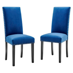 Parcel Navy Performance Velvet Dining Side Chairs (Set of 2) - Ornate Home