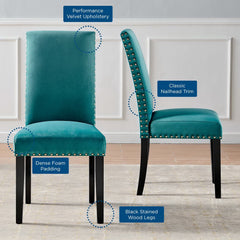 Parcel Teal Performance Velvet Dining Side Chairs (Set of 2) - Ornate Home