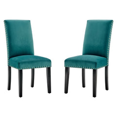 Parcel Teal Performance Velvet Dining Side Chairs (Set of 2) - Ornate Home